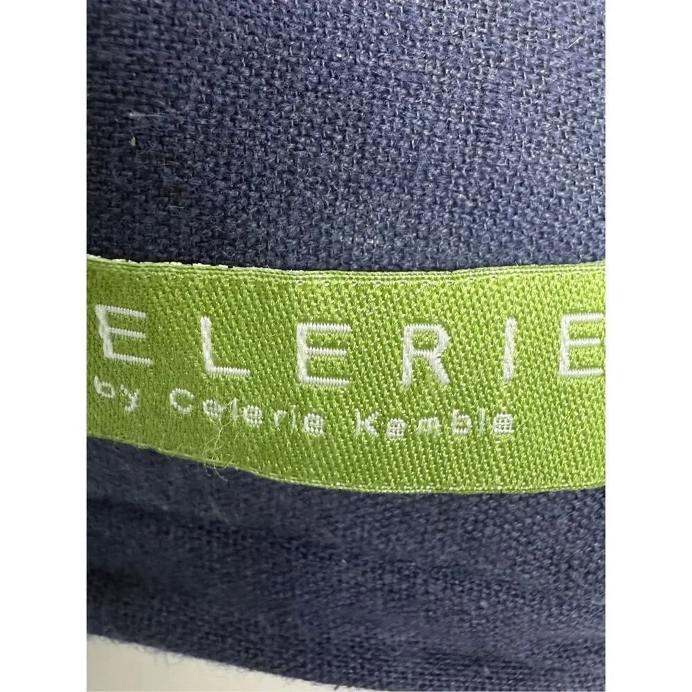 Celerie Kemble Linen Blend Blue Throw Pillow 22” X 12” Duck Feathers See Notes